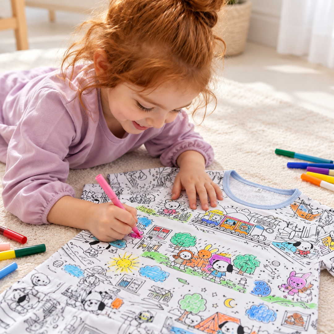 Kit Pijamas Bobbie Goods Oficial para Colorir em Família + 12 Canetinhas Faber Castell de Brinde